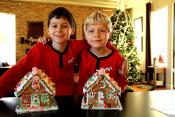 2 boys and 2 gingerbread houses