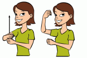 Clipart image of girl making ASL sign for umbrella